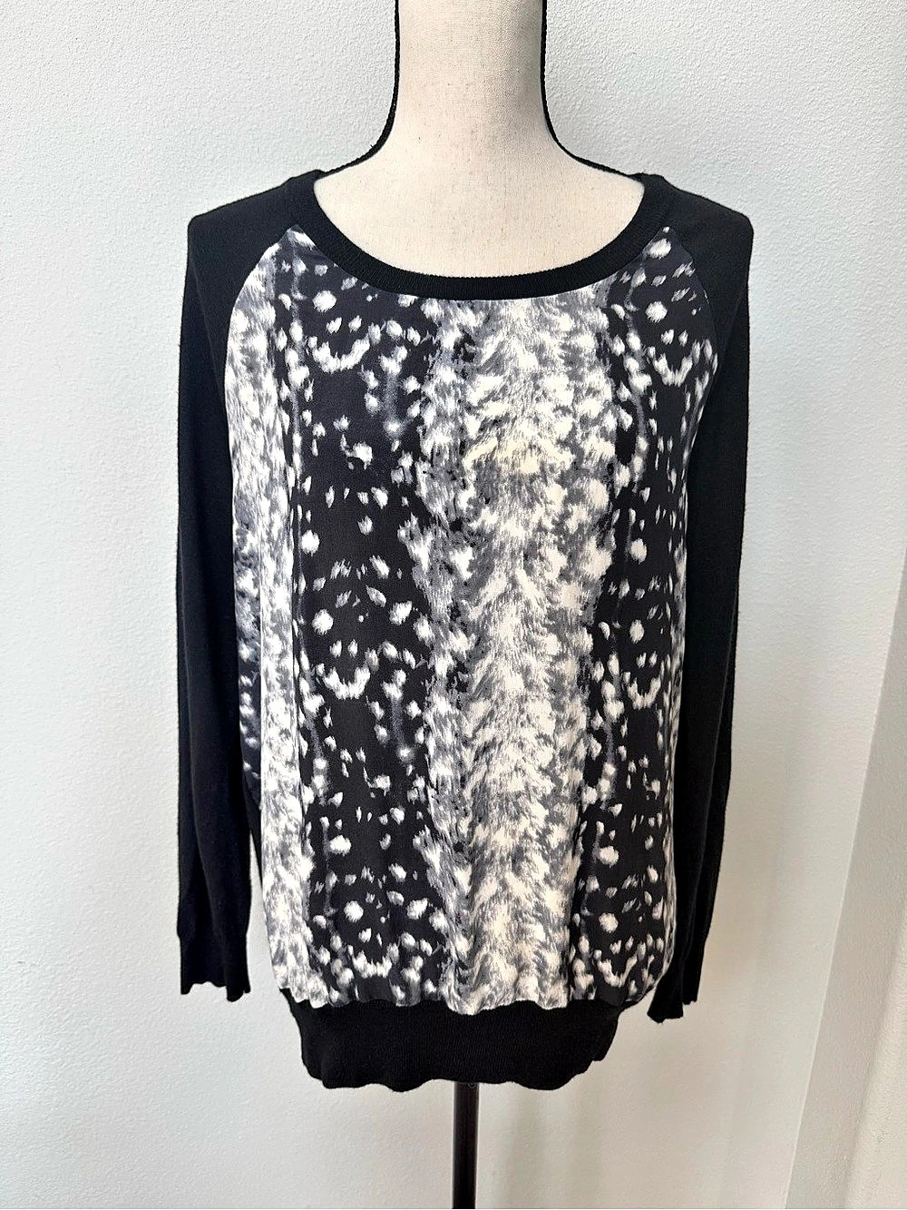 Joie Animal Print Silk and Wool Blend Sweater Size S